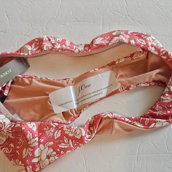 J Crew Curved-waist Cheeky Bikini Bottom Pink Floral Women's Medium Swim Beach - Picture 3 of 5